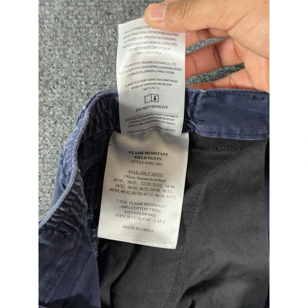 BOCOMAL FR Pants Mens 34x30 Blue Cargo Flame Resistant Workwear CAT2 NFPA2112